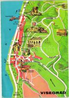 4 db főleg RÉGI használatlan magyar városképes lap; 3 db Diósjenő és egy modern Visegrád térkép / 4 ...