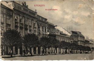 Eperjes, Presov; Fő utca, Divald Károly fia / street (EM)