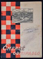 Emercé Gumipadló. Budapest, 1930-as évek, Magyar Ruggyantaáruház Részvénytársaság.Tűzött papírborító, 10 p.+13 p. kép melléklet. A borítója piszkos, foltos, firkált.