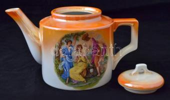 Zsolnay mitológiai jelenetes teás készlet, matricás, jelzett, kopás nyomokkal