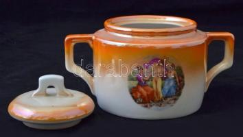 Zsolnay mitológiai jelenetes teás készlet, matricás, jelzett, kopás nyomokkal