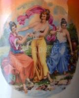 Zsolnay mitológiai jelenetes teás készlet, matricás, jelzett, kopás nyomokkal