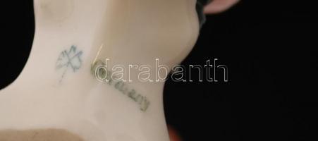 Ens rózsás gyertyatartó, kézzel festett, jelzett, hibátlan, m:9 cm, h:15 cm