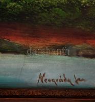 Neogrády jelzéssel: Vízesés. Tempera, vászon, sérült keretben, 50×100 cm