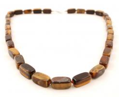 Tigrisszem nyaklánc, fém kapoccsal, h:70 cm