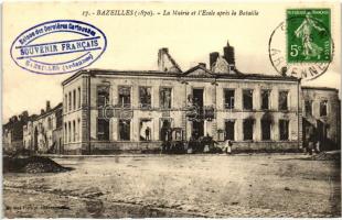 Bazeilles, La Mairie et lEcole apres la Bataille / town hall and school after the bombing, ruins, TCV card (EK)
