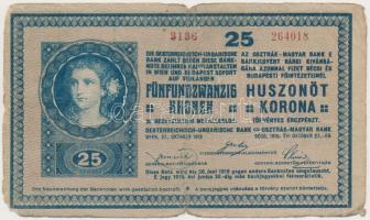 1918. 25K "3136" 3mm, hullámos hátlappal, hamis "Pest-Pilis-Solt-Kiskun Vármegye Dömsöd Község 1900" felülbélyegzéssel (fake overprint) T:III-