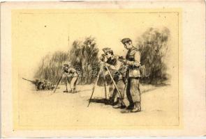 18 db MODERN használatlan második világháborús magyar katonai grafikai lap;, Képzőművészeti Alap Kia...