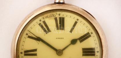 Omega zsebóra, római számos, sérült számlappal, másodpercmutatóval, működik, d: 5 cm