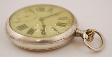 Omega zsebóra, római számos, sérült számlappal, másodpercmutatóval, működik, d: 5 cm