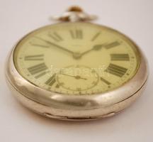 Omega zsebóra, római számos, sérült számlappal, másodpercmutatóval, működik, d: 5 cm