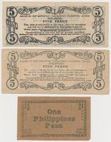 Fülöp-szigetek 1943-1945. 1P-5P 6db szükségpénz, melyeket az emigráns kormány nevében készültek T:II...