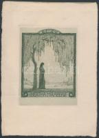 Georg Broel (1884-1940): Ex libris Hertha Mirabeau 1918. Rézkarc, papír, jelzett a karcon, 11×8 cm