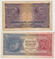 Csehszlovákia 1925. 20K + 1927. 10K T:III,III-
Czechoslovakia 1925. 20 Korun + 1927. 10 Korun C:F,V...