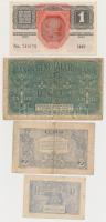 Románia 1915. 1L + 1920. 2L román felülbélyegzéssel + Német megszállás 1917. 1L + Magyarország 1916....