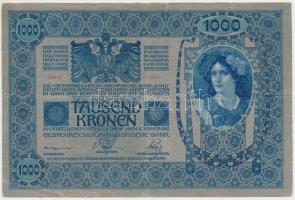 1902. 1000K piros "Deutschösterreich" felülbélyegzéssel és hamis szerb bélyeggel, felülbél...