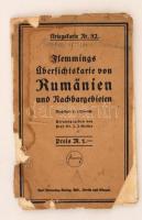 cca 1915 Flemmings Übersichtskarte von Rumänien und Nachbargebieten (Kriegskarte Nr. 32.), 1:1500000, Carl Flemmings, Berlin - Glogau, megviselt papírkötésben, 70×87 cm