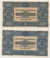 1923. 1000K "T.W." jelöléssel, nyomdahely nélkül + 1000K "8 FILLÉR - NYOLC FILLÉR&quo...