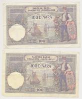 Jugoszlávia 1929. 100D (6x) közte 2db sorszámkövető + Szerbia / Német megszállás 1941. 1000D (500D-o...