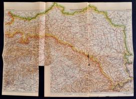 1915 Galícia és Bukovina térképe, 1:900000, Magyar Földrajzi Intézet, a hajtások mentén kis szakadásokkal, 64×46 cm /  1915 Map of Galicia-Bukovina, 1:900000, with small tears along the folding lines, 64×46 cm