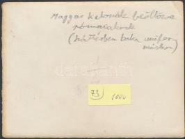 cca 1914 Magyar katonák rómaiaknak beöltözve, hátoldalon feliratozott fotó, 9x12 cm