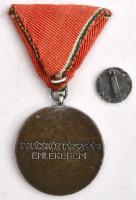 1959. "Tanácsköztársasági Emlékérem" ezüstözött Br érem mellszalaggal, miniatűrrel, sérült...