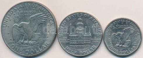 Amerikai Egyesült Államok 1972. 1$ Cu-Ni "Eisenhower" + 1976. 1/2$ Cu-Ni "Kennedy&quo...
