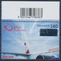 50 éves az Ausztriai légitársaság ívszéli bélyeg, Austrian Airlines margin stamp