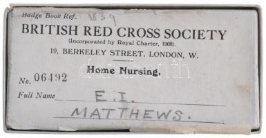 Nagy-Britannia 1914. "Brit Vörös Kereszt Szervezete Ápolási Osztály Kitüntetés" aranyozott...