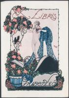 Faragó Géza (1877 - 1928): Erotikus ex libris. Klisé, papír, jelzett a klisén, 12×8 cm