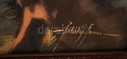 Pataky Ferenc (1897-1962): Szántó paraszt. Olaj, karton, jelzett, üvegezett keretben, 50×40 cm