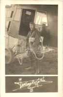 ~1940 Magyar ejtőernyős / Hungarian Paratrooper, printed signature, photo