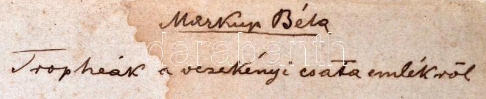 A vezekényi csata emlékművének szoborrészlete, Markup Béla szobrász alkotása, kartonra kasírozva, fo...