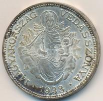 1938. 2P Ag "Madonna" T:1- kis patina Adamo P7