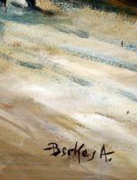 Berkes jelzéssel: Sugár út. Olaj, karton, keretben, 60×80 cm