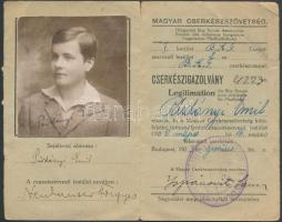 1923 A Magyar Cserkészszövetség által kiállított fényképes cserkészigazolvány / Scout ID