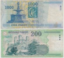 1999. 1000Ft "DA" + 2004. 200Ft + ~1990-2000. 1Ft + 2Ft, összesen 300g-os súlyban T:vegyes