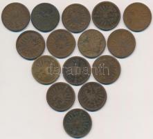 Német Birodalom 1874-1876. 2pf Cu (15x) T:2-,3,3- German Empire 1874-1876. 2 Pfennig Cu (15x) C:VF, ...