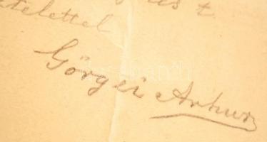 Görgei Arthur (1818-1916) volt honvédtábornok sajátkezű sorai Urbányi G. (Gusztáv) kereskedésének. 1...