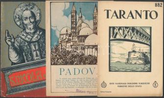 cca 1930-1938 Olaszországi utazási prospektusok, 3 db(Padova, Taranto, Bari) / Italy, 3 tourist guides