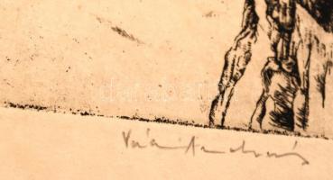 Váczi András(1967-): Zarándokének. Linó, papír, jelzett, 12x16 cm