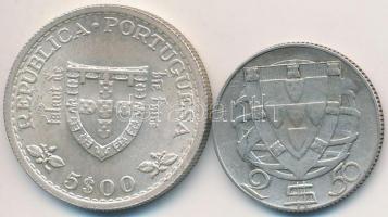 Portugália 1951. 2 1/2E Ag + 1960. 5E Ag "Tengerész Henrik halálának 500-ik évfordulója" T...
