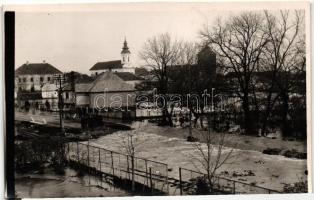 1941 Simontornya, árvíz, vasúti sínek, photo (vágott / cut)