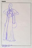 Jelzés nélkül: Divatrajzok. 11 db, pauszpapír, vegyes technika, 31x24 cm