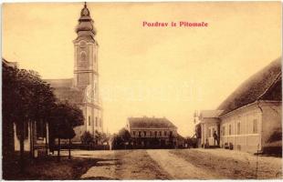 Pitomaca, Fő tér, templom / main square, church (vágott / cut)