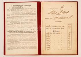 1906 Tagsági könyv, A Budapest székesfővárosi szobafestő, czímfestő, mázoló, aranyozó és fényező ipa...