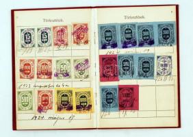 1906 Tagsági könyv, A Budapest székesfővárosi szobafestő, czímfestő, mázoló, aranyozó és fényező ipa...