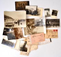19-20. század Vegyes papírrégiség tétel, fotókkal, illetékbélyeges iratokkal, képeslapokkal, levelekkel, tábori postákkal, egyéb érdekességekkel