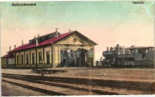 Székelykocsárd, Lunca Muresului; fűtőház, vasútállomás, gőzmozdony / railway station, locomotive, heating house (r)