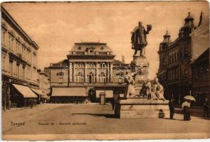 Szeged, Klauzál tér, Kossuth szobor, Rausz, Wagner, Pósz Alajos, Grósz testvérek és Bokor M. üzlete (r)